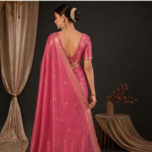 GOKULLISH Dual Tone Fendy Satin Saree with Sequin Work & Stitched Blouse
